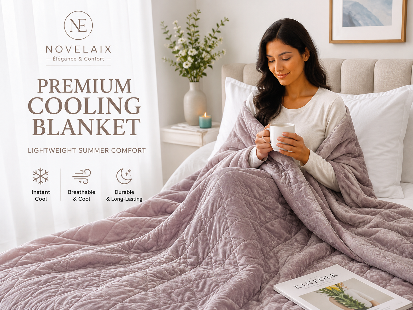 Novelaix Premium Cooling Blanket in Bean Paste