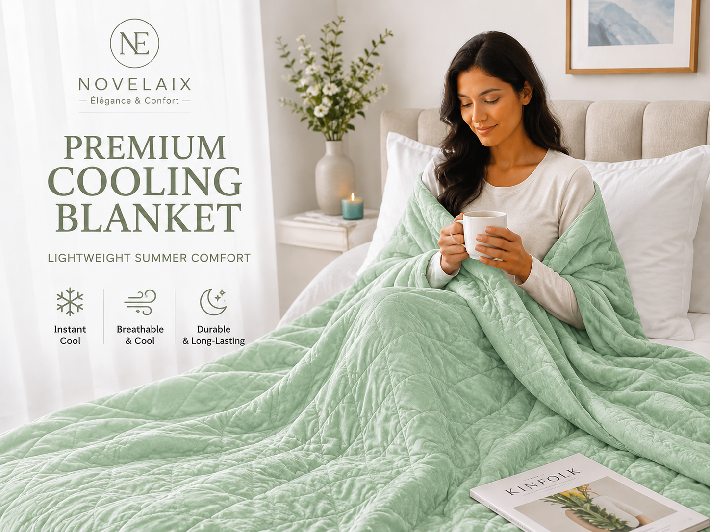 Novelaix Premium Cooling Blanket in Fruit Green