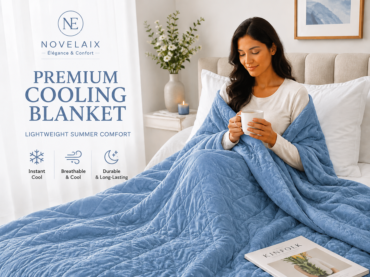 Novelaix Premium Cooling Blanket in Lake Blue